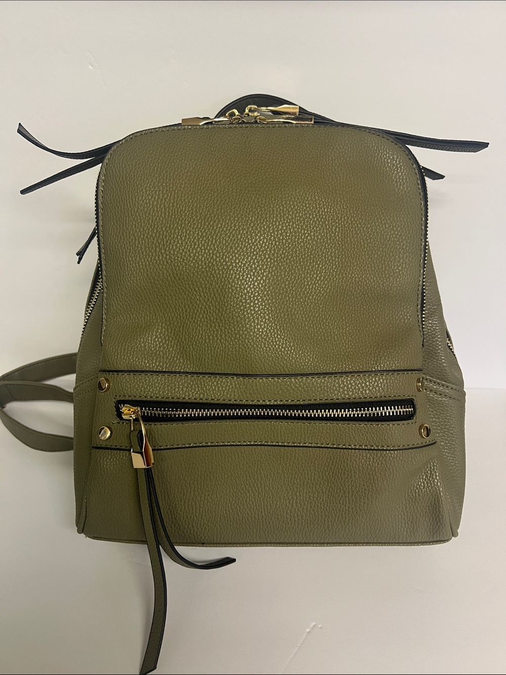 Olive Green Women's Faux Leather Backpack-Looks like La Terre Cross